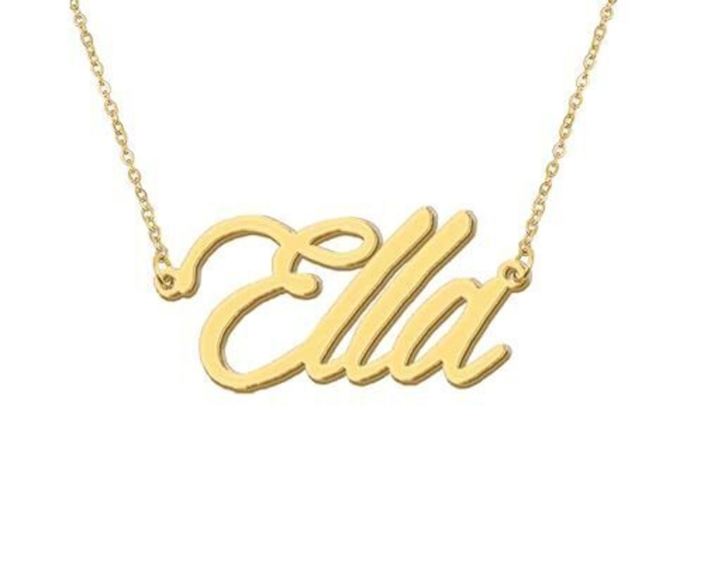 6225 18k Gold Plated Ella Name Necklace Engraved Nameplate Necklaces